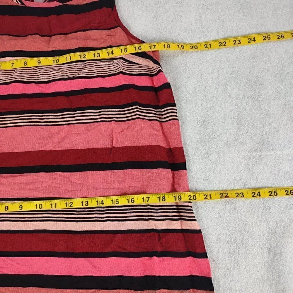 Ann Taylor LOFT Sleeveless Lightweight Striped Pink Red Shift Dress. Size MP - Picture 4 of 8